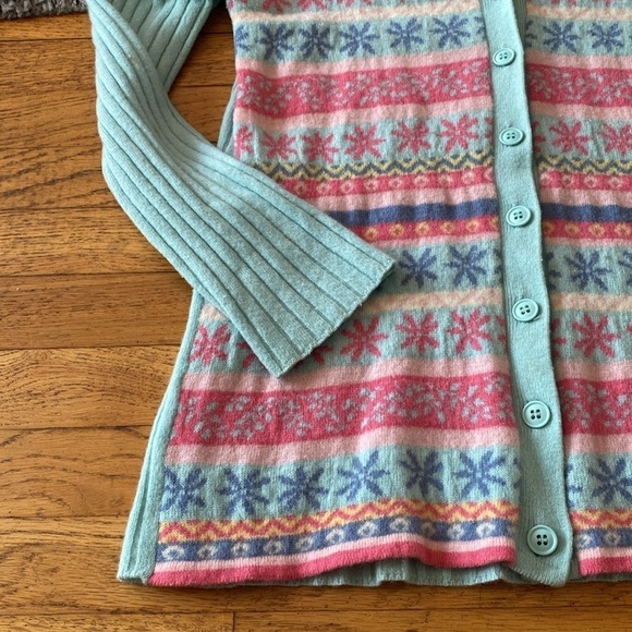 United Colors Of Benetton Button Down Pastel Colors Pattern Cardigan Sweater M - Picture 5 of 11